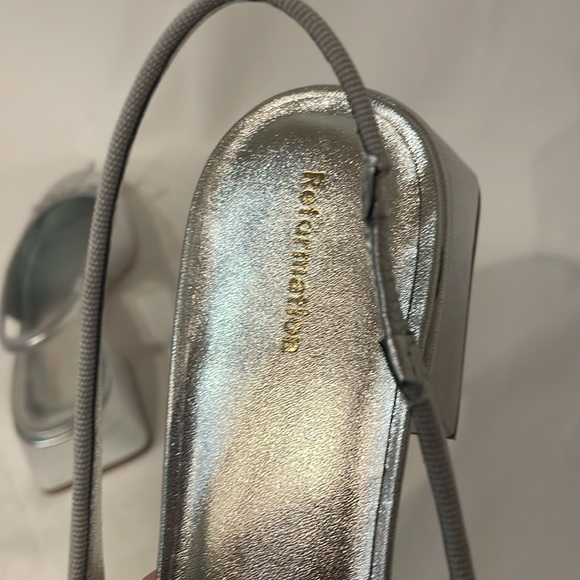 NEW Reformation Margarita Slingback Round Toe Metallic Leather Block Heel - Picture 12 of 14